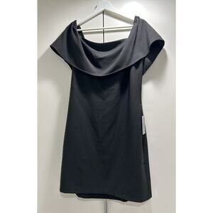 NWT Charles Henry Black Off The Shoulder Ruffle Shift Dress - Size Medium